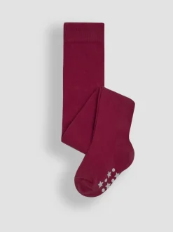 JoJo Maman Bébé Berry Pink Cotton Rich Plain Tights