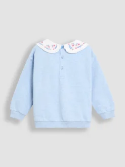 JoJo Maman Bébé Blue Bunny Appliqué Collar Sweatshirt