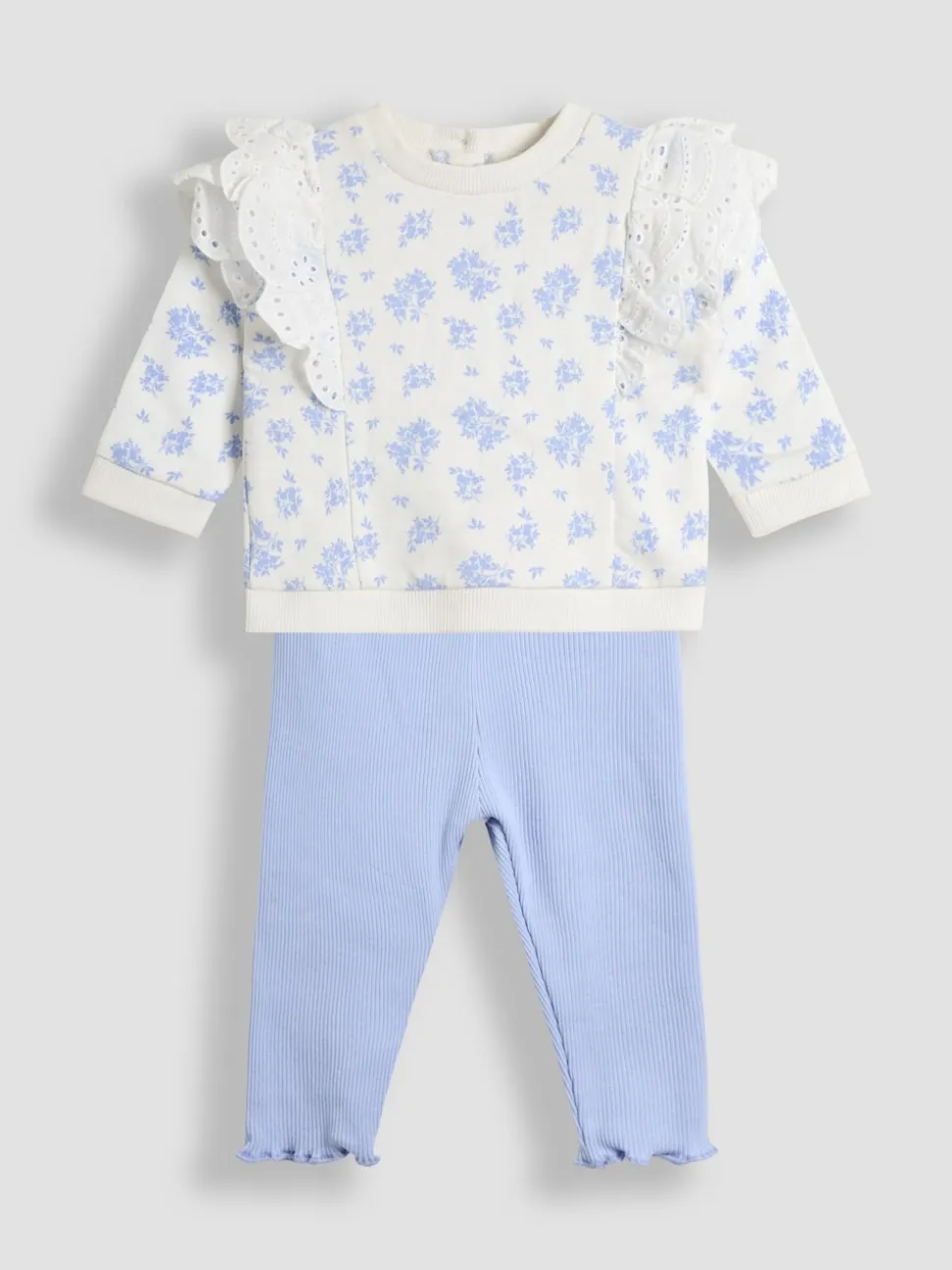 JoJo Maman Bébé Blue Ditsy Floral 2-Piece Floral Sweatshirt & Leggings Set