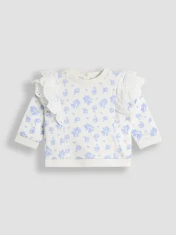 JoJo Maman Bébé Blue Ditsy Floral 2-Piece Floral Sweatshirt & Leggings Set