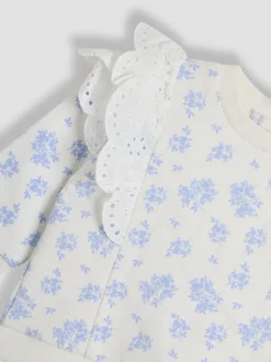 JoJo Maman Bébé Blue Ditsy Floral 2-Piece Floral Sweatshirt & Leggings Set