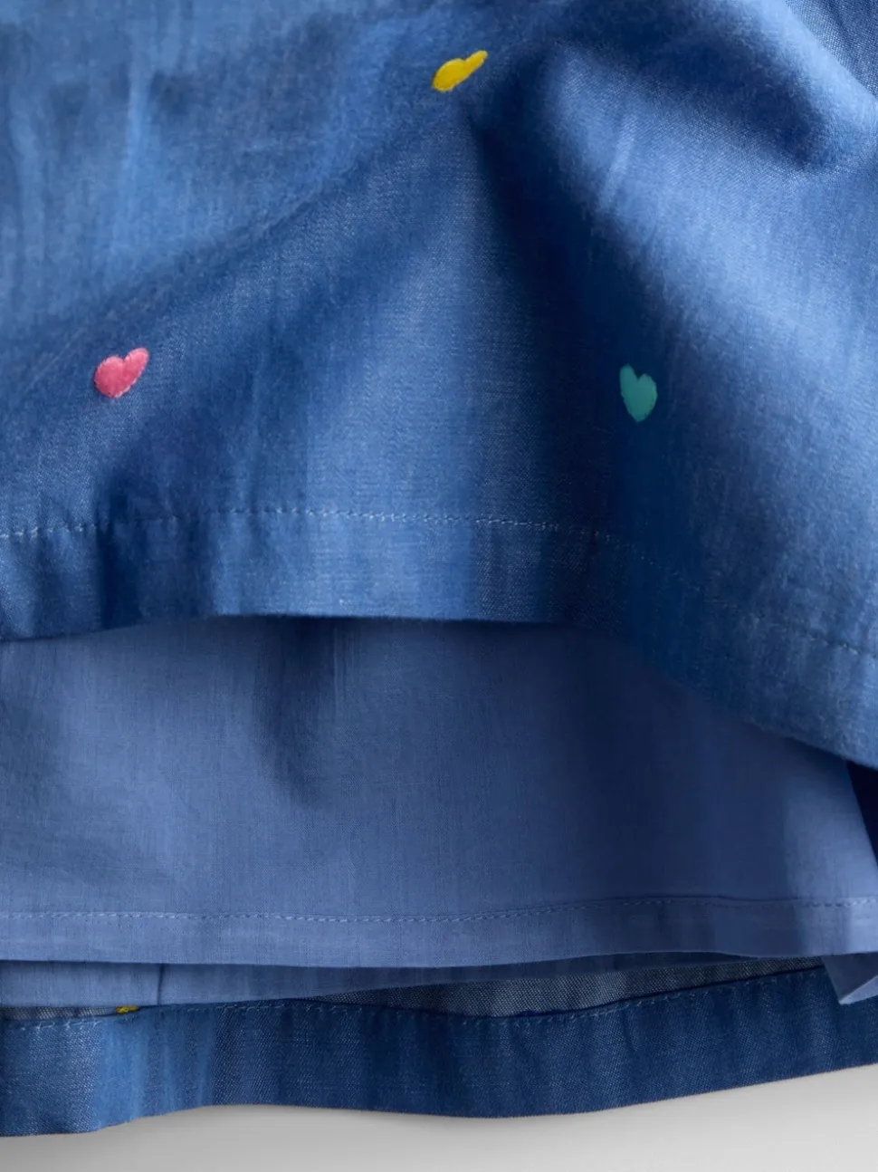 JoJo Maman Bébé Blue Embroidered Frill Sleeve Dress