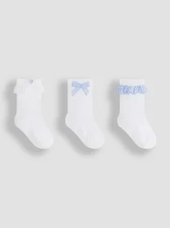 JoJo Maman Bébé Blue Frilly Socks 3 Pack