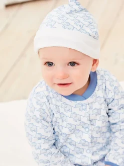 JoJo Maman Bébé Blue Little Elephant Cotton Baby Hat