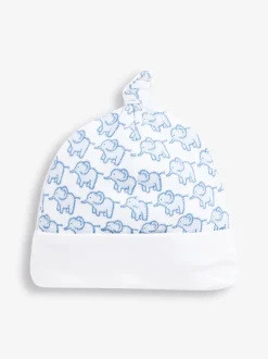 JoJo Maman Bébé Blue Little Elephant Cotton Baby Hat