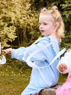 JoJo Maman Bébé Blue Mouse Tea Party Appliqué Yoke Dress