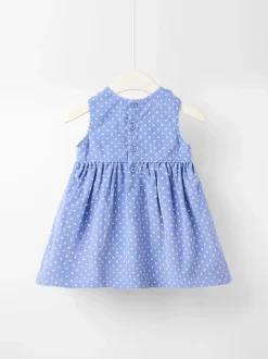 JoJo Maman Bébé Blue Mouse & Treats Appliqué Cord Dress and Top Set