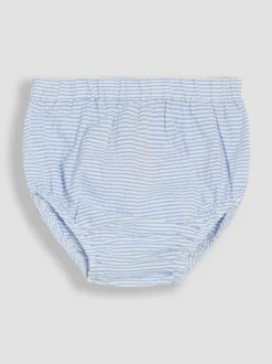 JoJo Maman Bébé Blue Nautical Embroidered Seersucker Sailor Baby Dress