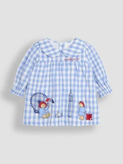 JoJo Maman Bébé Blue Paddington Appliqué Gingham Top & Leggings Set