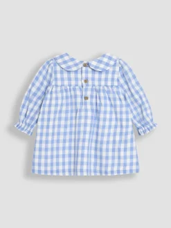 JoJo Maman Bébé Blue Paddington Appliqué Gingham Top & Leggings Set