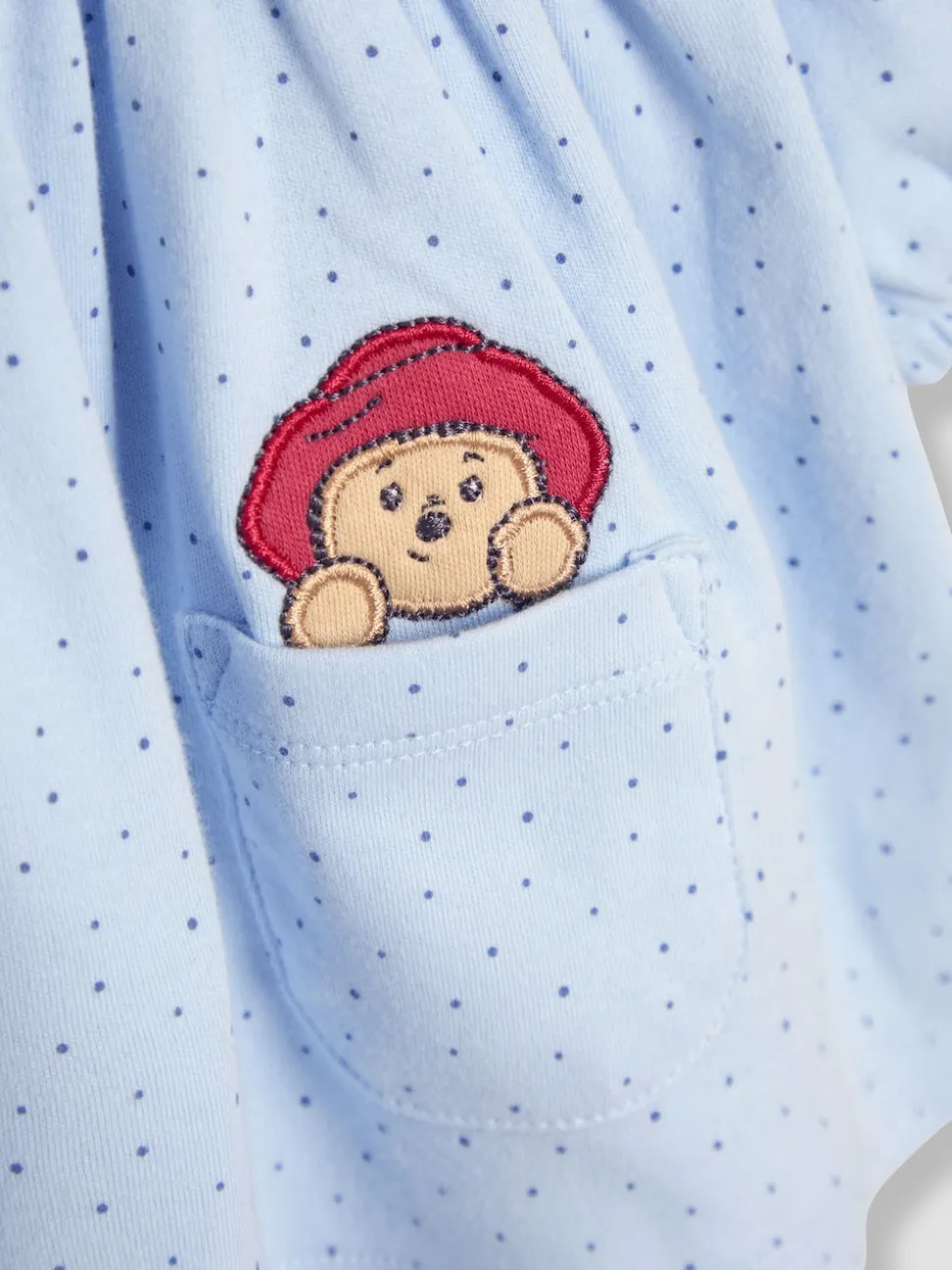 JoJo Maman Bébé Blue Paddington Appliqué Button Front Dress & Tights Set