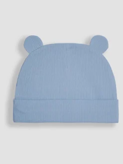 JoJo Maman Bébé Blue Rib 2-Pack Baby Hats