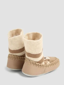 JoJo Maman Bébé Brown Bear Mouse Moccasin Slipper Socks