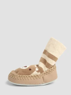 JoJo Maman Bébé Brown Bear Mouse Moccasin Slipper Socks