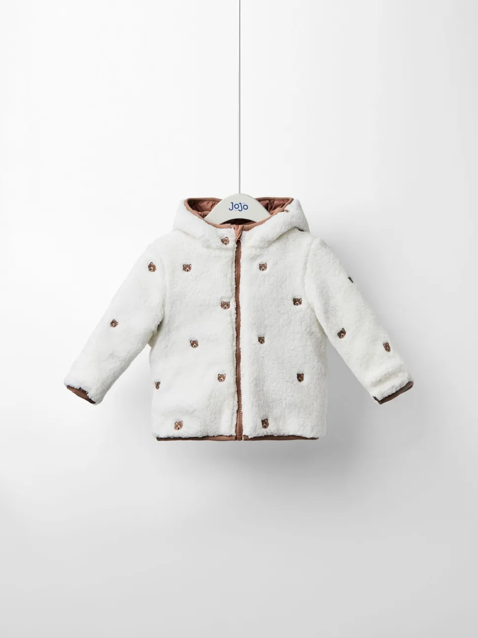 JoJo Maman Bébé Brown Bear Embroidered Reversible Jacket