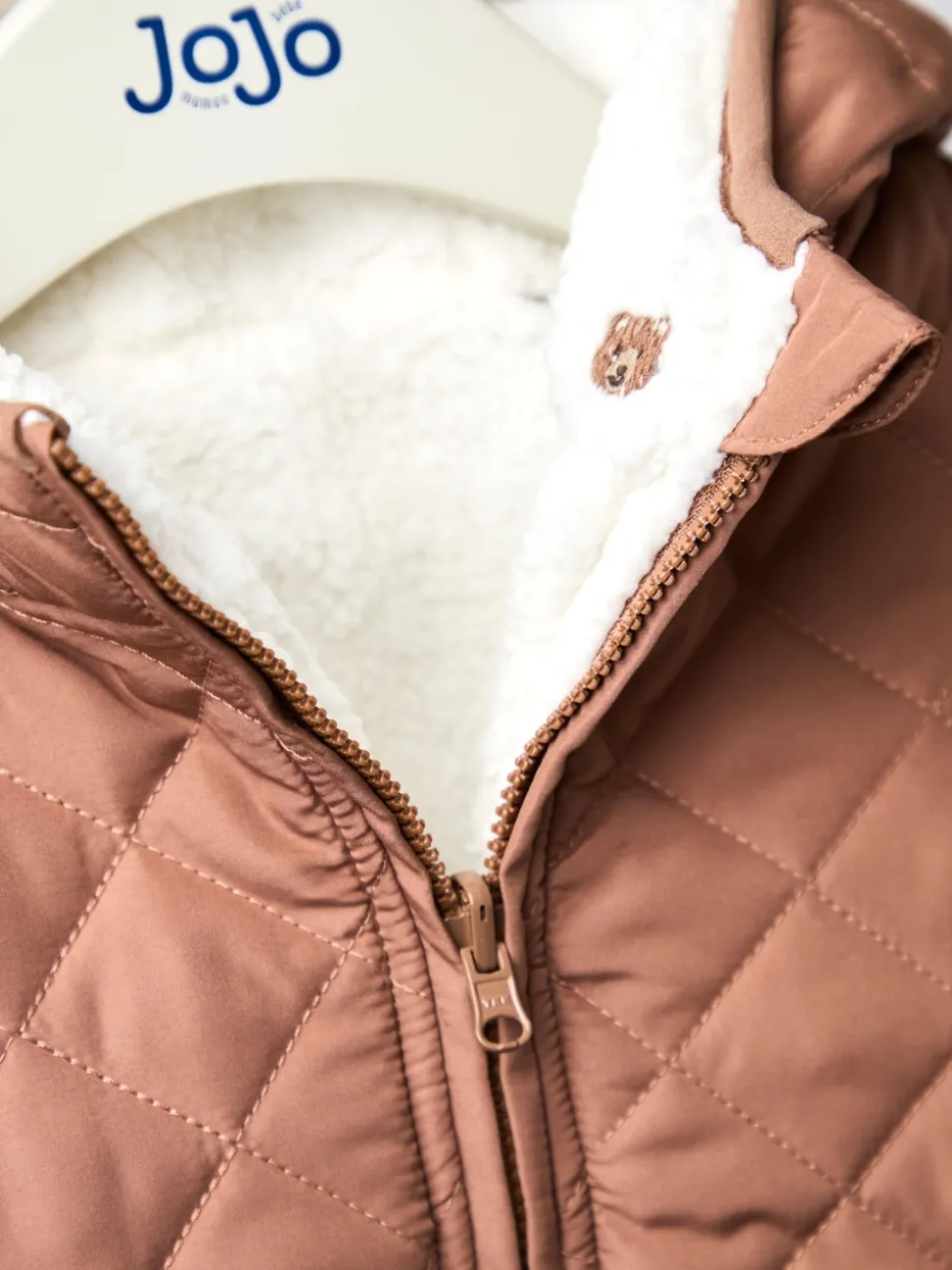 JoJo Maman Bébé Brown Bear Embroidered Reversible Jacket