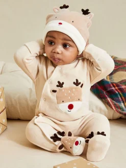 JoJo Maman Bébé Brown Novelty Christmas Baby Hat