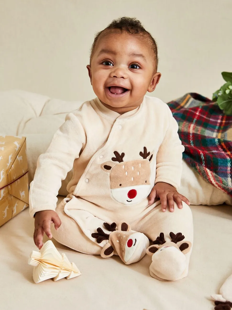 JoJo Maman Bébé Brown Novelty Christmas Baby Hat