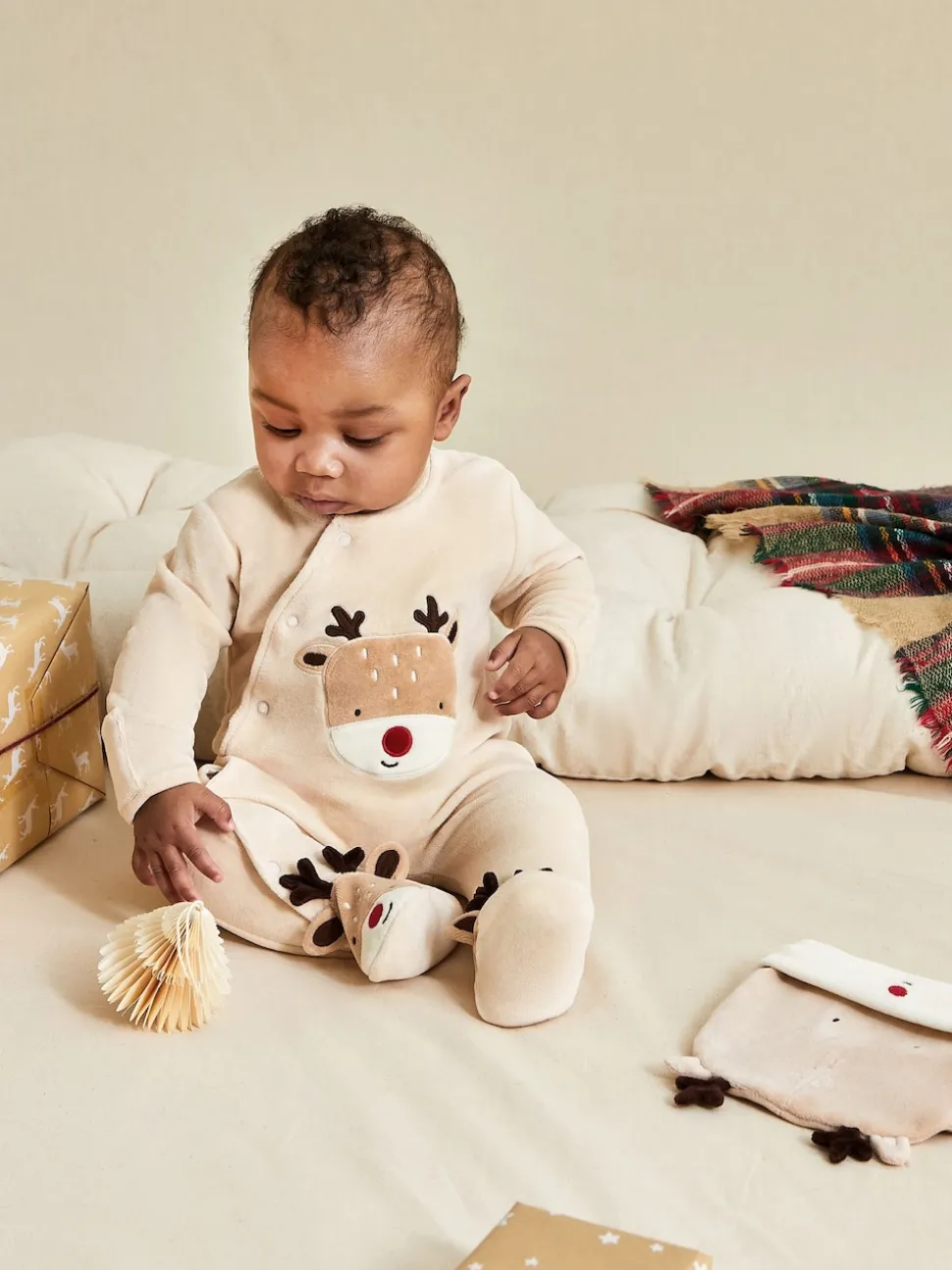 JoJo Maman Bébé Brown Novelty Christmas Baby Hat