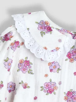 JoJo Maman Bébé Burgundy Embroidered Cord Skirt & Blouse Set