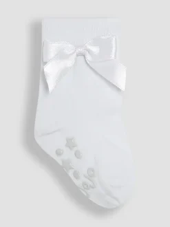 JoJo Maman Bébé Burgundy 2-Pack Bow Socks