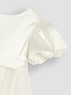 JoJo Maman Bébé Cream Balloon Sleeve Satin Sash Flower Girl Dress