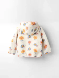 JoJo Maman Bébé Cream Big Flower Hooded Fleece Jacket