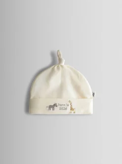 JoJo Maman Bébé Cream Born in 2026 Embroidered Hat