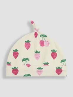 JoJo Maman Bébé Cream Cotton Print Baby Hat