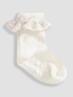 JoJo Maman Bébé Cream 3-Pack Frilly Socks