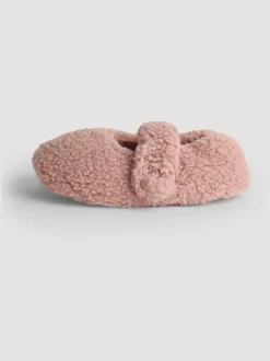 JoJo Maman Bébé Pink Velvet Bow Ballet Pump Slippers