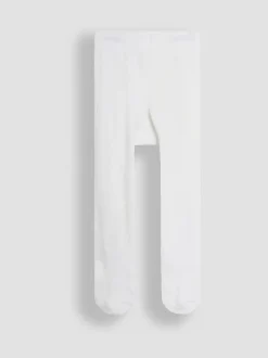 JoJo Maman Bébé White Cotton Rich Plain Tights