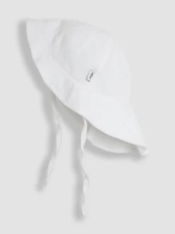 JoJo Maman Bébé White Floppy High Low Sun Hat