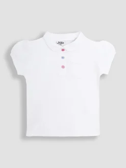 JoJo Maman Bébé White Pretty Polo Shirt
