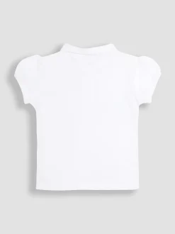 JoJo Maman Bébé White Pretty Polo Shirt