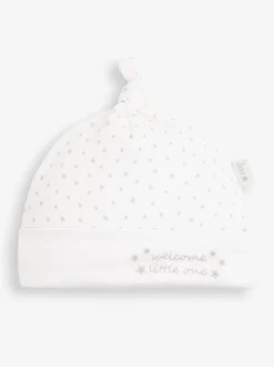 JoJo Maman Bébé White Welcome Little One Baby Hat