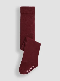 JoJo Maman Bébé Wine Cotton Rich Plain Tights