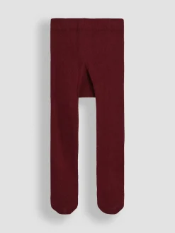 JoJo Maman Bébé Wine Cotton Rich Plain Tights