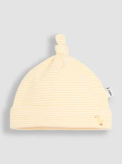 JoJo Maman Bébé Yellow Cotton Embroidered Baby Hat