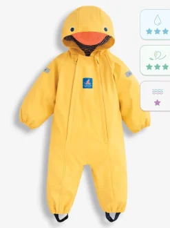 JoJo Maman Bébé Yellow Duck Jersey-lined Waterproof Puddle Suit