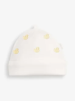 JoJo Maman Bébé Yellow Duck Embroidered Cotton Baby Hat