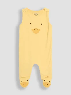 JoJo Maman Bébé Yellow Footed Dungarees Set 3 Piece