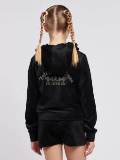 Juicy Couture Black Arch Zip Thru Diamante Hoodie