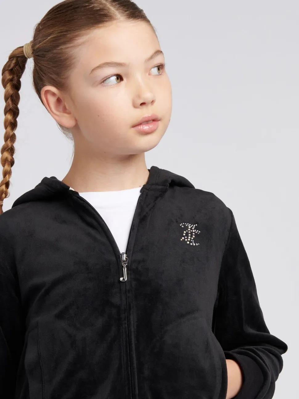 Juicy Couture Black Arch Zip Thru Diamante Hoodie