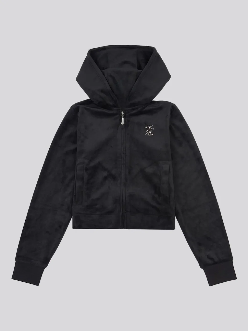 Juicy Couture Black Arch Zip Thru Diamante Hoodie