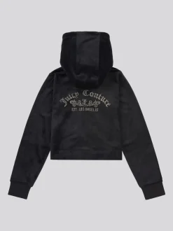 Juicy Couture Black Arch Zip Thru Diamante Hoodie