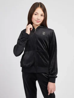 Juicy Couture Black Diamanté Zip Through Hoodie