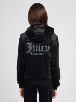 Juicy Couture Black Diamanté Zip Through Hoodie