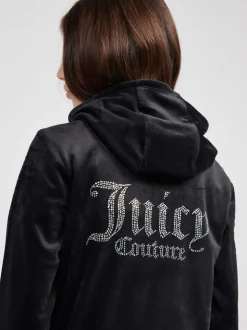 Juicy Couture Black Diamanté Zip Through Hoodie