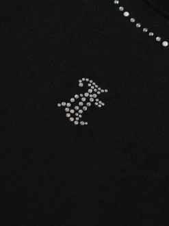 Juicy Couture Black Diamante Trim Neck Boxy T-Shirt
